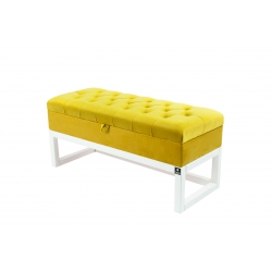 Kufer Pikowany Butelkowa Żółcień Cytrynowa Guzik Tapicerowany/Kryształ Q-1 Rozmiary od 50 cm do 200 cm