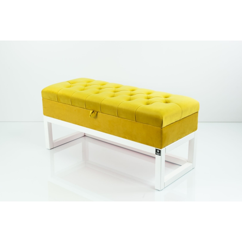 Kufer Pikowany Butelkowa Żółcień Cytrynowa Guzik Tapicerowany/Kryształ Q-1 Rozmiary od 50 cm do 200 cm