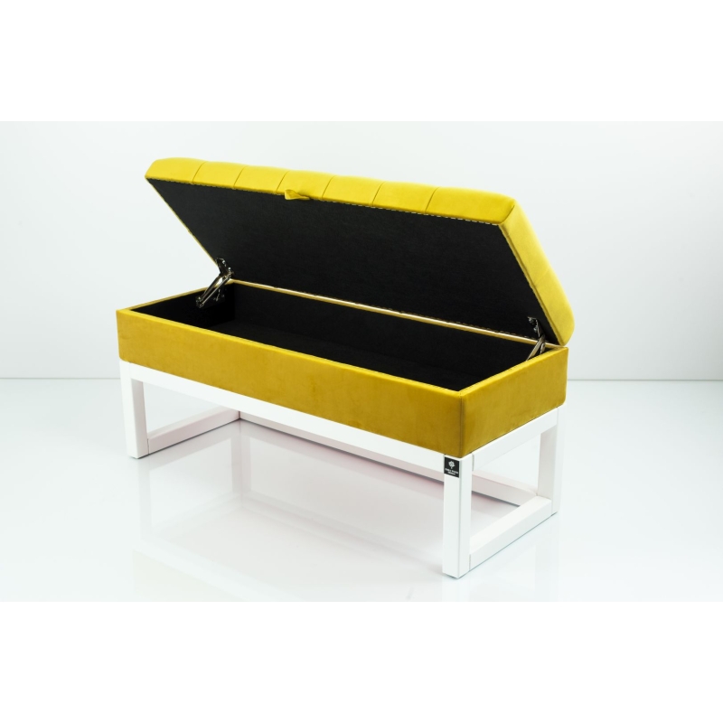 Kufer Pikowany Butelkowa Żółcień Cytrynowa Guzik Tapicerowany/Kryształ Q-1 Rozmiary od 50 cm do 200 cm