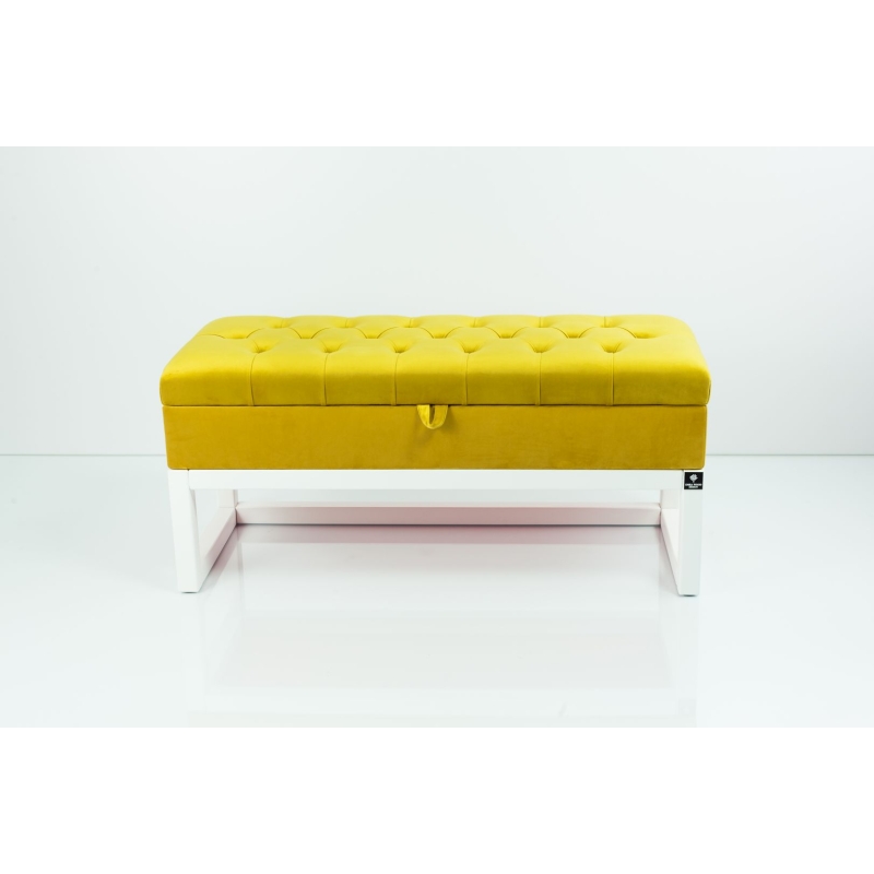 Kufer Pikowany Butelkowa Żółcień Cytrynowa Guzik Tapicerowany/Kryształ Q-1 Rozmiary od 50 cm do 200 cm
