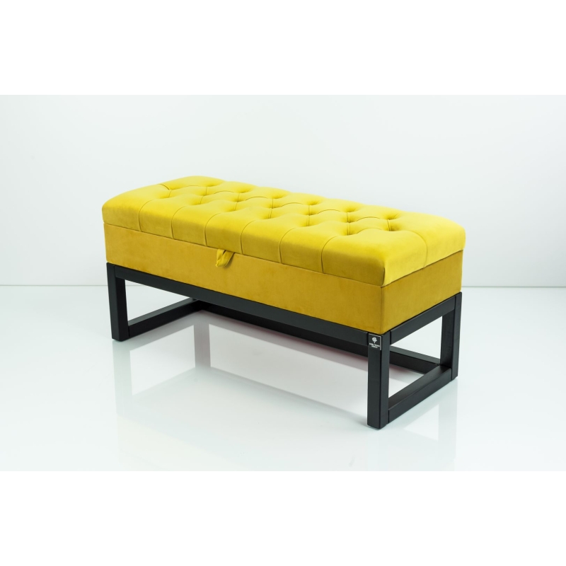Kufer Pikowany Butelkowa Żółcień Cytrynowa Guzik Tapicerowany/Kryształ Q-1 Rozmiary od 50 cm do 200 cm