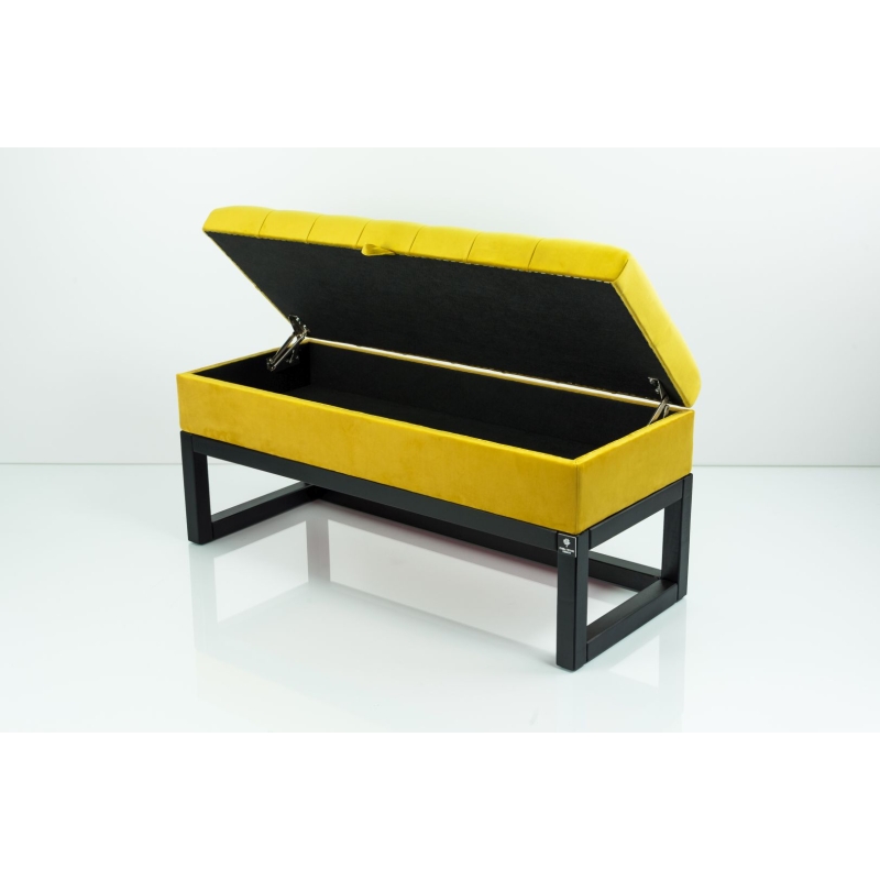 Kufer Pikowany Butelkowa Żółcień Cytrynowa Guzik Tapicerowany/Kryształ Q-1 Rozmiary od 50 cm do 200 cm