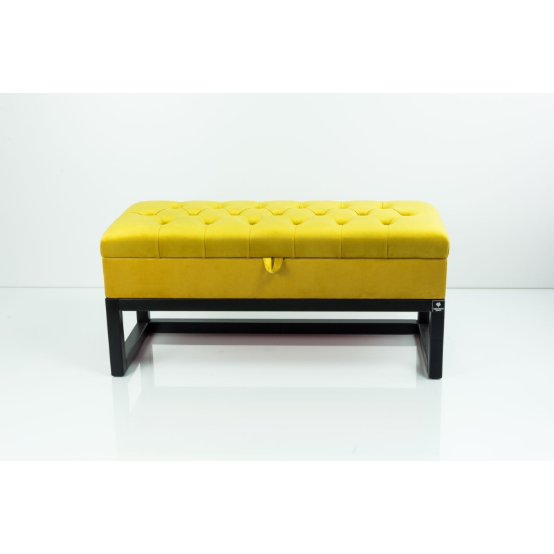 Kufer Pikowany Butelkowa Żółcień Cytrynowa Guzik Tapicerowany/Kryształ Q-1 Rozmiary od 50 cm do 200 cm