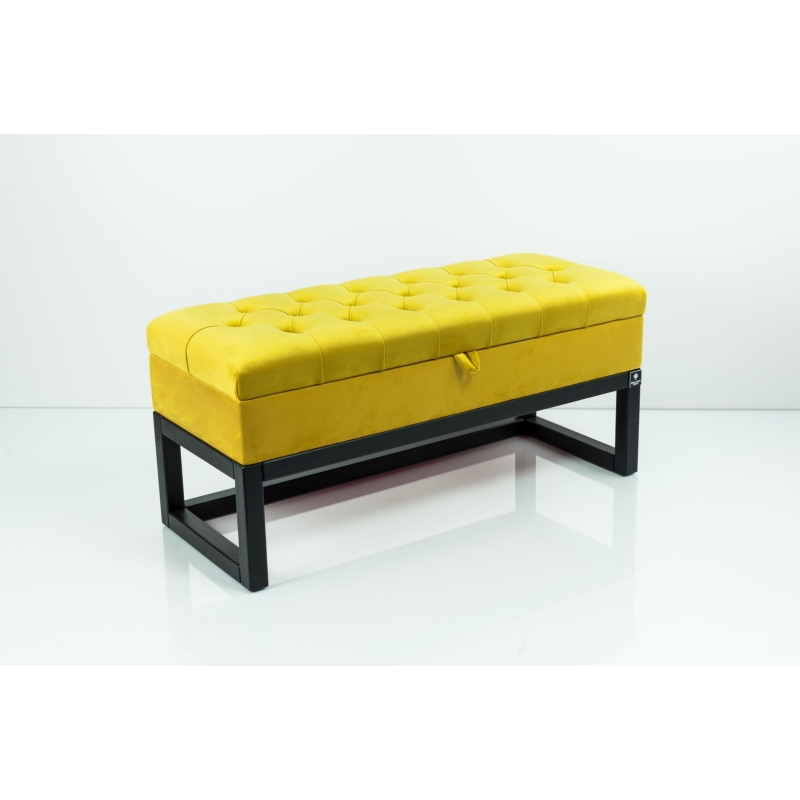 Kufer Pikowany Butelkowa Żółcień Cytrynowa Guzik Tapicerowany/Kryształ Q-1 Rozmiary od 50 cm do 200 cm