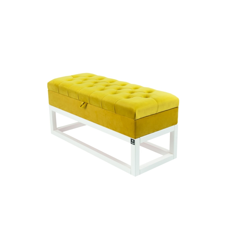 Kufer Pikowany Butelkowa Żółcień Cytrynowa Guzik Tapicerowany/Kryształ Q-1 Rozmiary od 50 cm do 200 cm