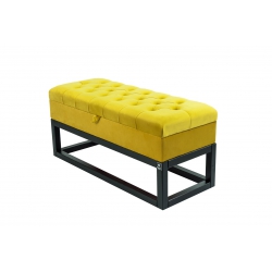 Kufer Pikowany Butelkowa Żółcień Cytrynowa Guzik Tapicerowany/Kryształ Q-1 Rozmiary od 50 cm do 200 cm