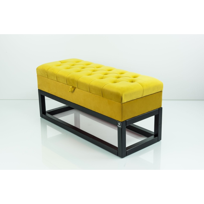 Kufer Pikowany Butelkowa Żółcień Cytrynowa Guzik Tapicerowany/Kryształ Q-1 Rozmiary od 50 cm do 200 cm