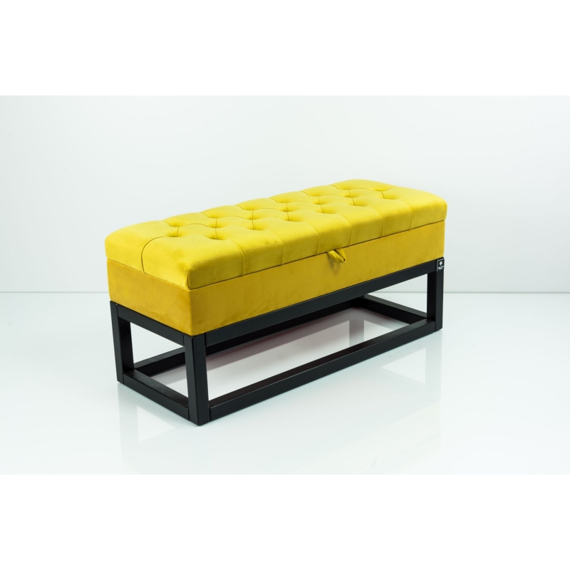 Kufer Pikowany Butelkowa Żółcień Cytrynowa Guzik Tapicerowany/Kryształ Q-1 Rozmiary od 50 cm do 200 cm