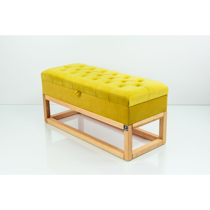 Kufer Pikowany Butelkowa Żółcień Cytrynowa Guzik Tapicerowany/Kryształ Q-1 Rozmiary od 50 cm do 200 cm