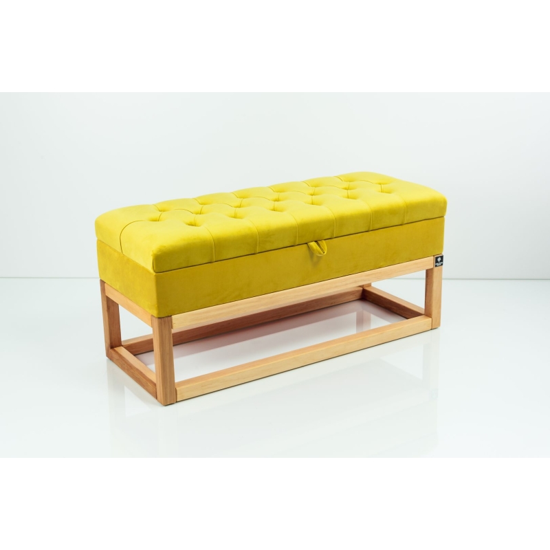 Kufer Pikowany Butelkowa Żółcień Cytrynowa Guzik Tapicerowany/Kryształ Q-1 Rozmiary od 50 cm do 200 cm