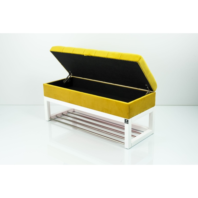Kufer Pikowany Butelkowa Żółcień Cytrynowa Guzik Tapicerowany/Kryształ Q-1 Rozmiary od 50 cm do 200 cm