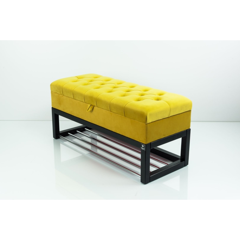 Kufer Pikowany Butelkowa Żółcień Cytrynowa Guzik Tapicerowany/Kryształ Q-1 Rozmiary od 50 cm do 200 cm