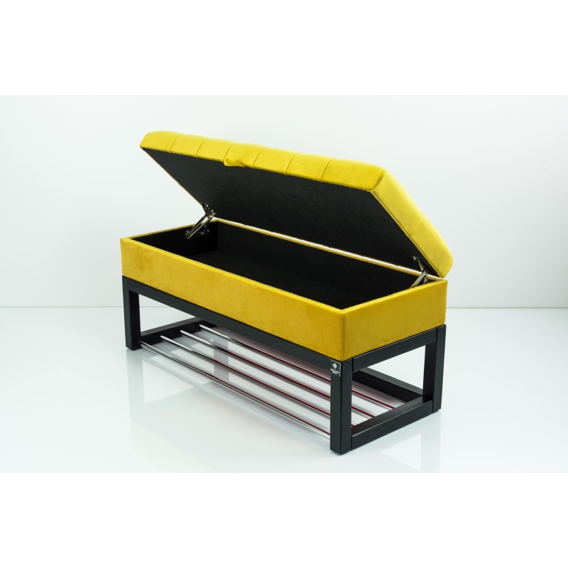 Kufer Pikowany Butelkowa Żółcień Cytrynowa Guzik Tapicerowany/Kryształ Q-1 Rozmiary od 50 cm do 200 cm