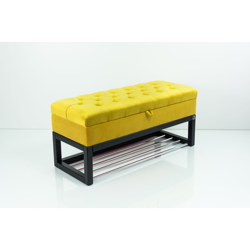 Kufer Pikowany Butelkowa Żółcień Cytrynowa Guzik Tapicerowany/Kryształ Q-1 Rozmiary od 50 cm do 200 cm