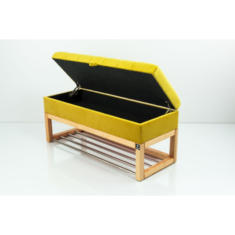 Kufer Pikowany Butelkowa Żółcień Cytrynowa Guzik Tapicerowany/Kryształ Q-1 Rozmiary od 50 cm do 200 cm