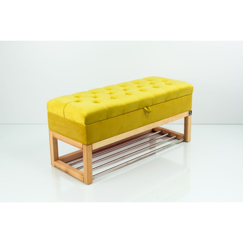 Kufer Pikowany Butelkowa Żółcień Cytrynowa Guzik Tapicerowany/Kryształ Q-1 Rozmiary od 50 cm do 200 cm