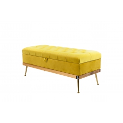 Kufer Pikowany Butelkowa Żółcień Cytrynowa Guzik Tapicerowany/Kryształ Q-1 Rozmiary od 50 cm do 200 cm