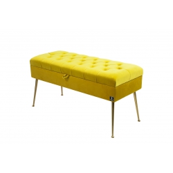 Kufer Pikowany Butelkowa Żółcień Cytrynowa Guzik Tapicerowany/Kryształ Q-1 Rozmiary od 50 cm do 200 cm
