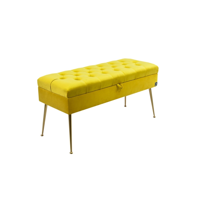 Kufer Pikowany Butelkowa Żółcień Cytrynowa Guzik Tapicerowany/Kryształ Q-1 Rozmiary od 50 cm do 200 cm