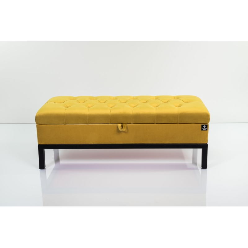 Kufer Pikowany Butelkowa Żółcień Cytrynowa Guzik Tapicerowany/Kryształ Q-1 Rozmiary od 50 cm do 200 cm