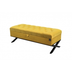 Kufer Pikowany Butelkowa Żółcień Cytrynowa Guzik Tapicerowany/Kryształ Q-1 Rozmiary od 50 cm do 200 cm
