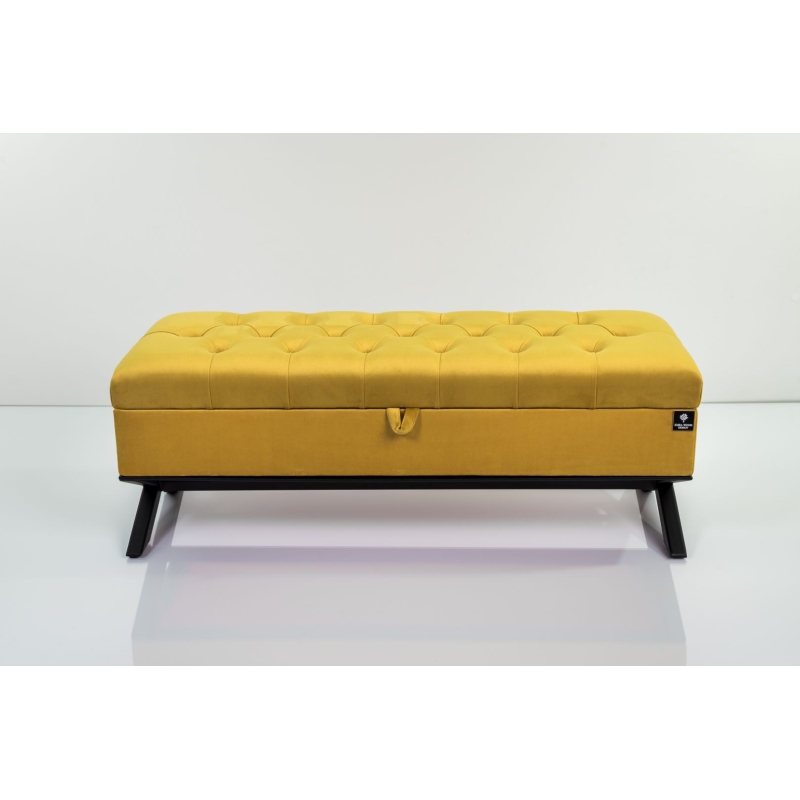 Kufer Pikowany Butelkowa Żółcień Cytrynowa Guzik Tapicerowany/Kryształ Q-1 Rozmiary od 50 cm do 200 cm