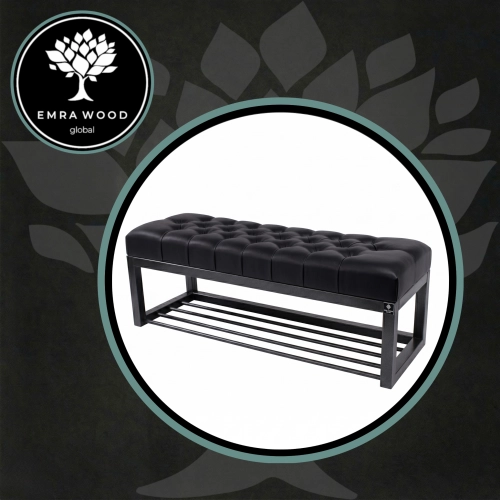 Upholstered Synthetic Leather Quilted Seat
